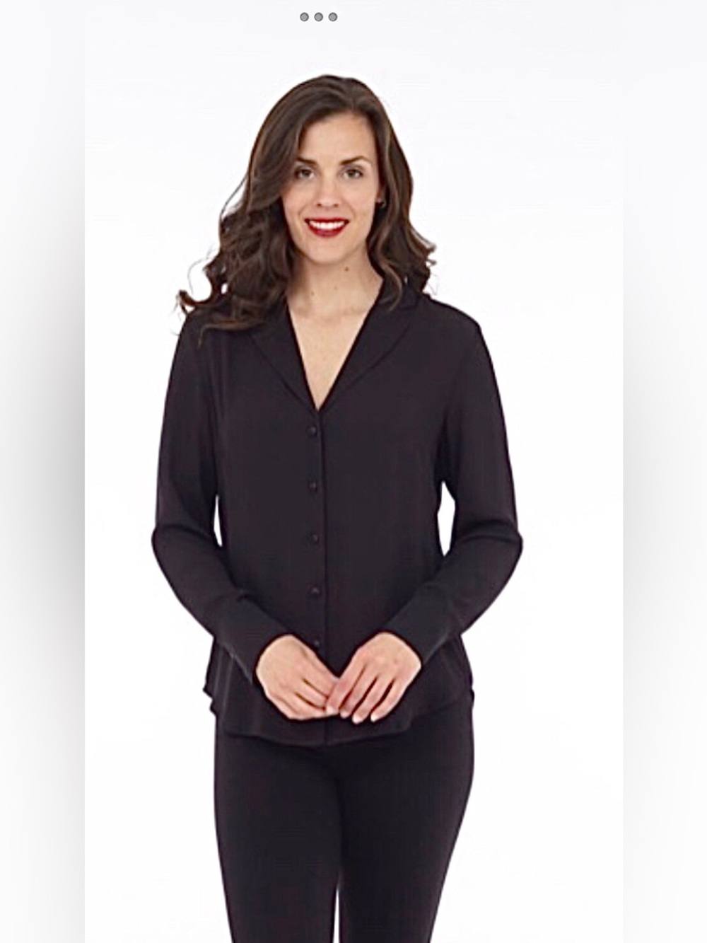 DKR Apparel Long Sleeve Semi-Sheer Chiffon Blouse-Black